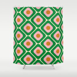 70's Retro Seamless Pattern. 60s and 70s Aesthetic Style.  Shower Curtain