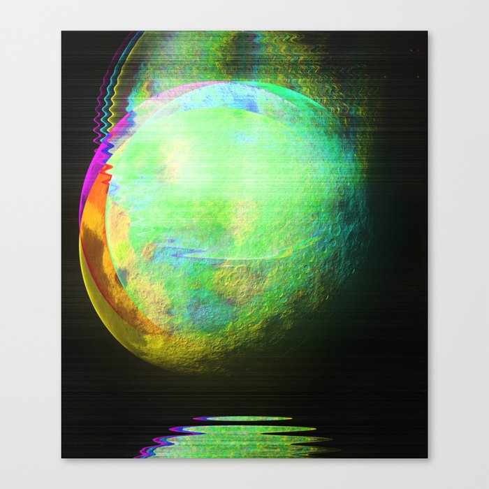Glitch Green Planet Canvas Print