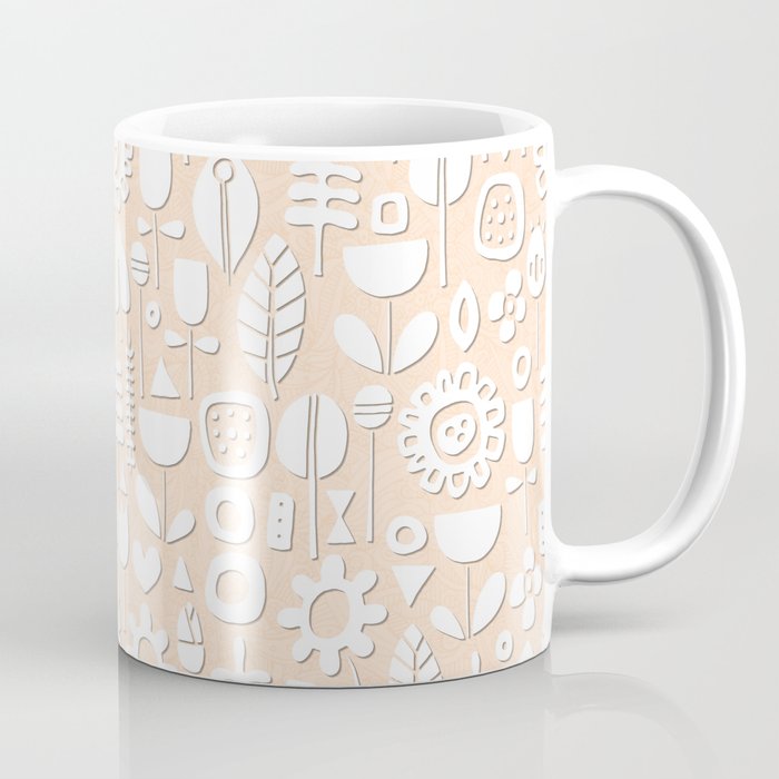 paper cut flowers white peach Coffee Mug