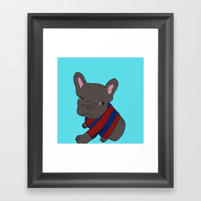 French Bull Dog Puppy in a Sweater Framed Art Print