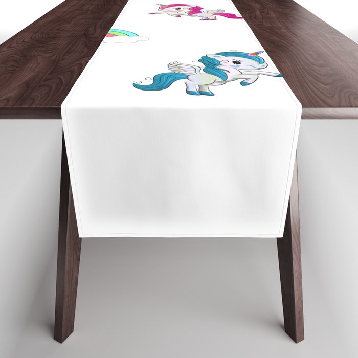 Unicorn,rainbow kawaii pattern Table Runner