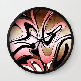 Liquify Watercolor // Blush Pink, Brown, Black and White Wall Clock
