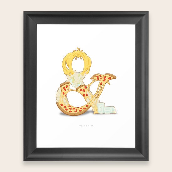 Pizza & Beer Framed Art Print