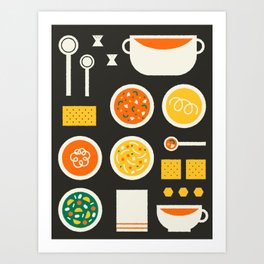 Soup Time - Black Art Print