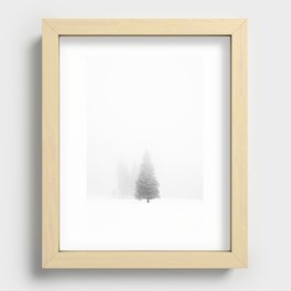 Minimalist Winter Landscape Pine Tree Recessed Framed Print