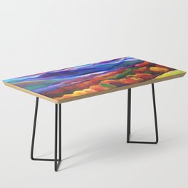Colorful Autumn Landscape Painting Coffee Table