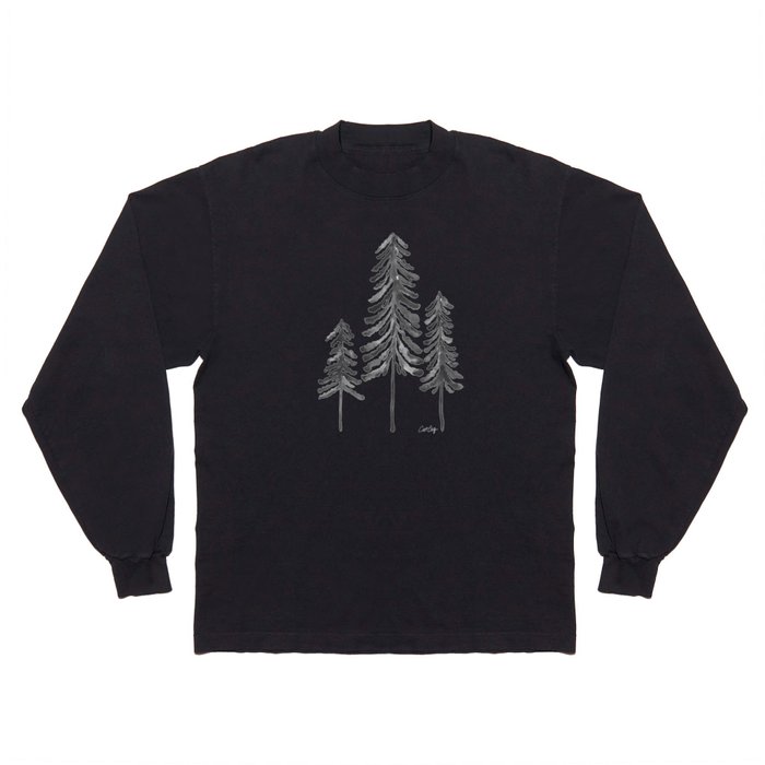 Pine Trees – Black Ink Long Sleeve T Shirt