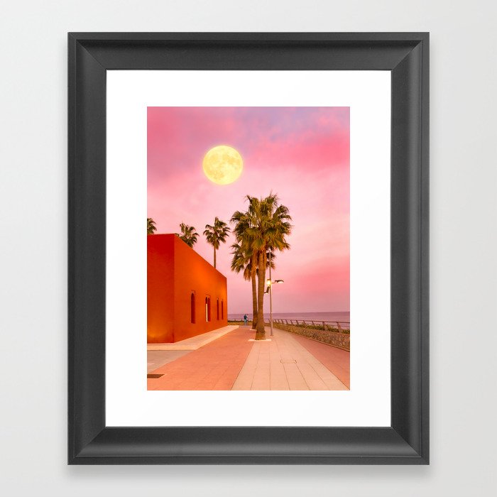 Super Moon At Sunset Framed Art Print