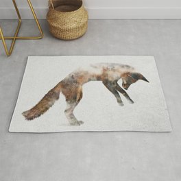 Jumping Fox Rug | Animal, Nature, Photo, Curated, Fox, Doubleexposure, Digital, Mixed Media 