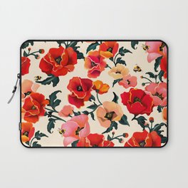 Poppies & Bees Colorful Floral Pattern Laptop Sleeve