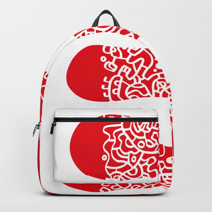 Fire Cell Backpack | Painting, Drawing, Digital, Pattern, Line, Red, White, Japan, Japanese, Ouma