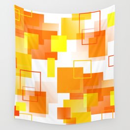 Midcentury Modern Orange - Abstract - Orange, Yellow Wall Tapestry
