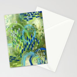 Abstract intuitive green Stationery Cards