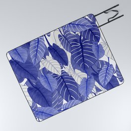 Lovely Leaves in Blue Shades - Spring Summer Mood - Blue and White #society6 #1 Picnic Blanket