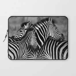 South Africa Photography - Two Zebras Hugging In Black And White Laptop Sleeve