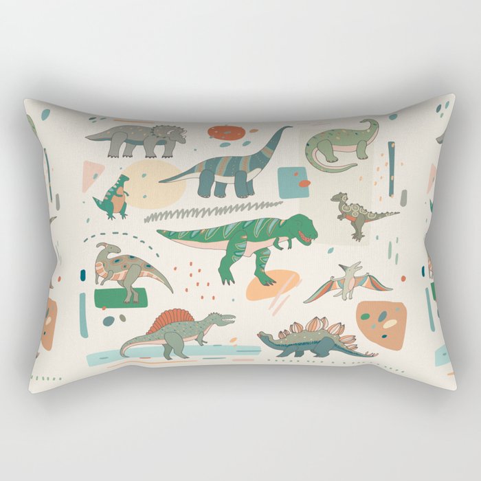 Dinosaur cartoon illustrations set Rectangular Pillow
