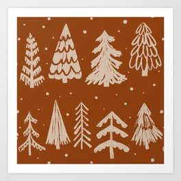 Winter forest in terracotta Art Print