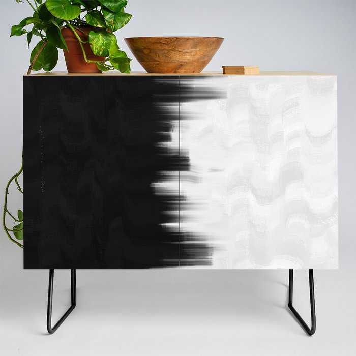 Modern Abstract Black and White No7 Credenza