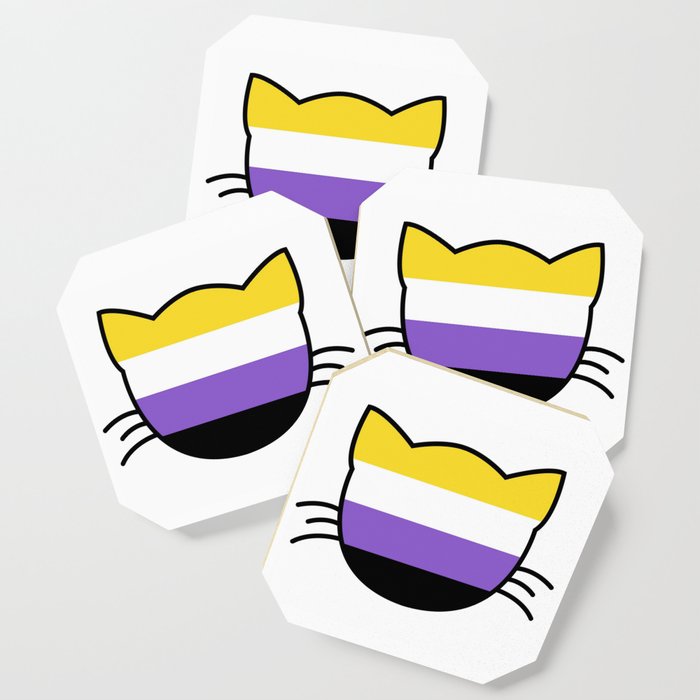 Non-Binary Flag Cat Coaster