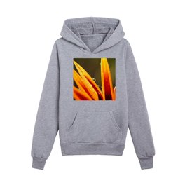 Morning dew on orange red flower petal color portrait photograph / photography Kids Pullover Hoodies