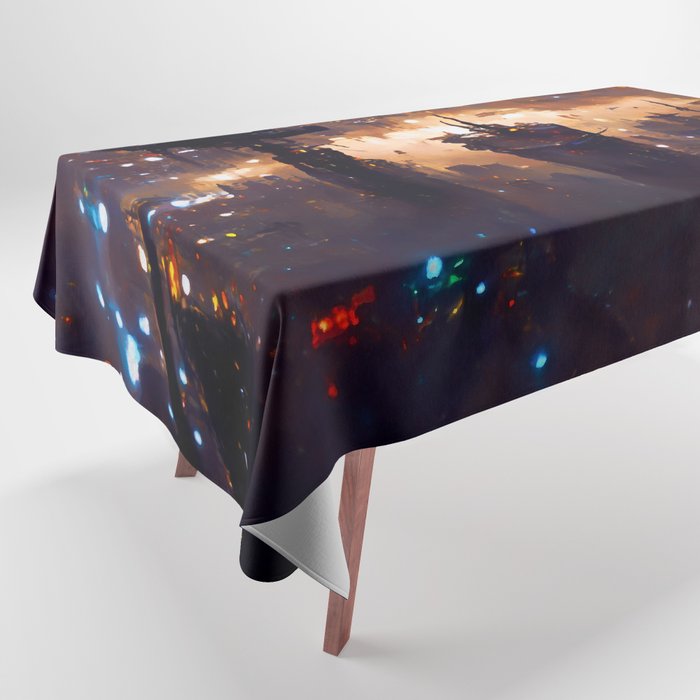 Postcards from the Future - Cyberpunk Cityscape Tablecloth