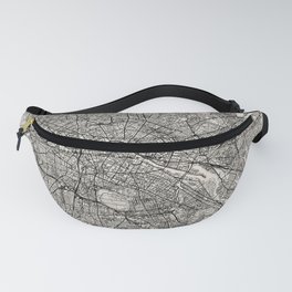Germany, Berlin - Authentic Black and White Map Fanny Pack