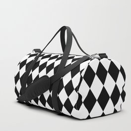 Classic Black and White Harlequin Diamond Check Duffle Bag