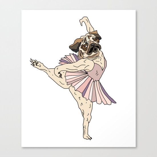 Dog Ballerina Tutu - Pug Canvas Print