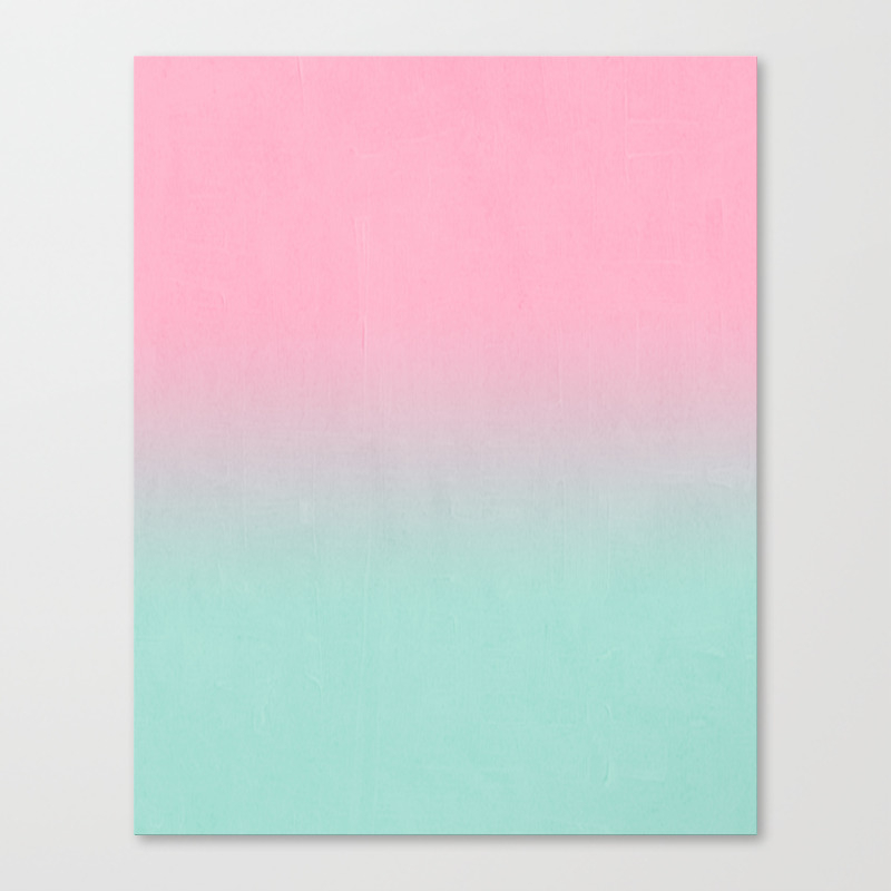 Resti Abstract Minimal Painting Pastel Pink Mint Ombre Fade Trendy Decor Colorways Canvas Print By Charlottewinter Society6