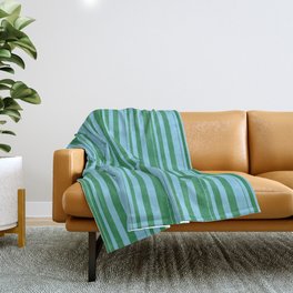 [ Thumbnail: Sea Green and Sky Blue Colored Stripes/Lines Pattern Throw Blanket ]
