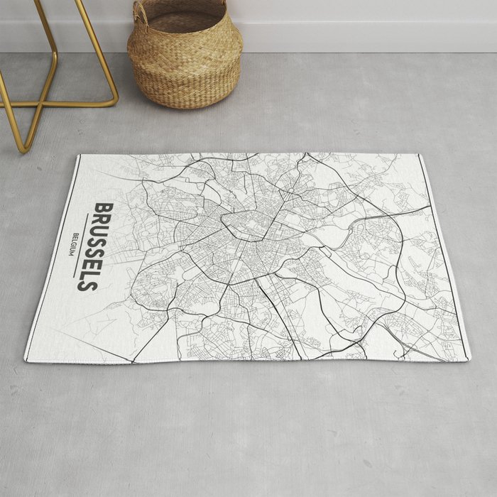 Minimal City Maps Map Of Brussels, Are Belgium Rugs Good Quality