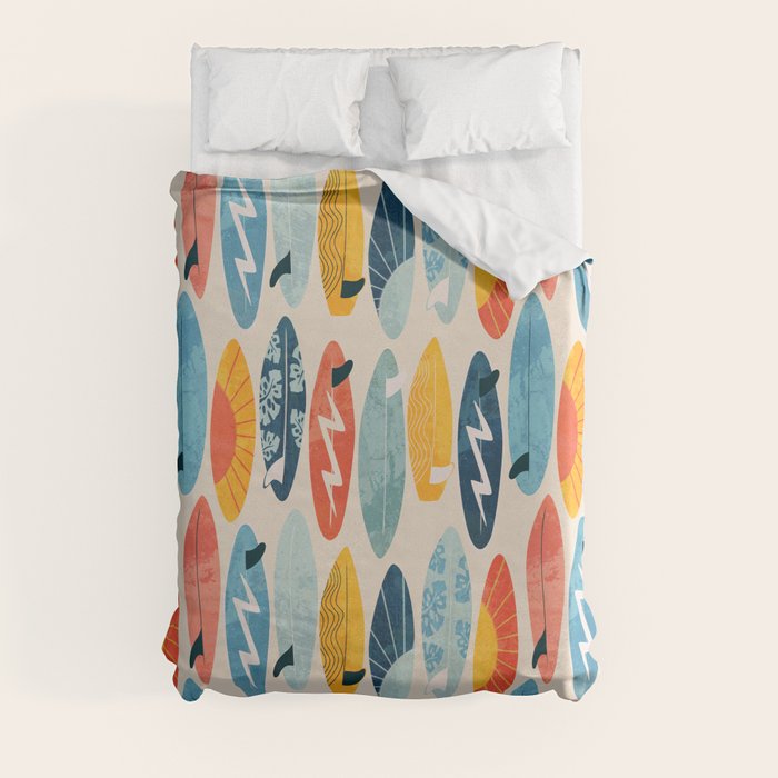 Surfboard white Duvet Cover by Lidiebug Society6