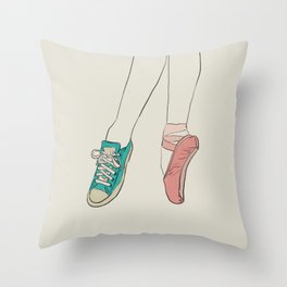 Ballet and sneakers Throw Pillow