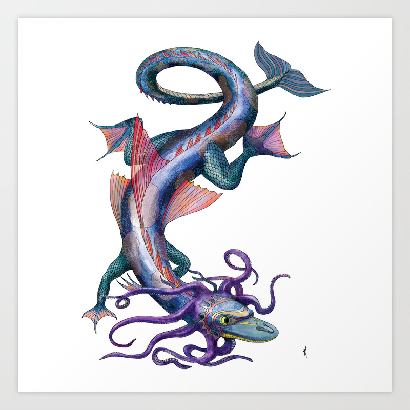 Dragons Water Dragon Art Print By Anovi Society6,Cat Silhouette Simple Cat Outline