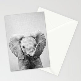 Baby Elephant - Black & White Stationery Card