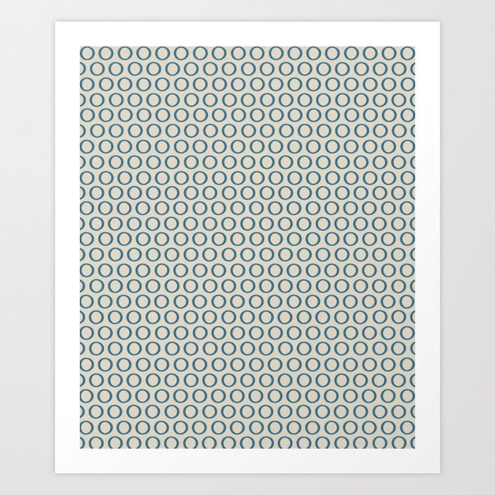 Inky Dots Minimalist Pattern in Beige and Boho Blue Art Print