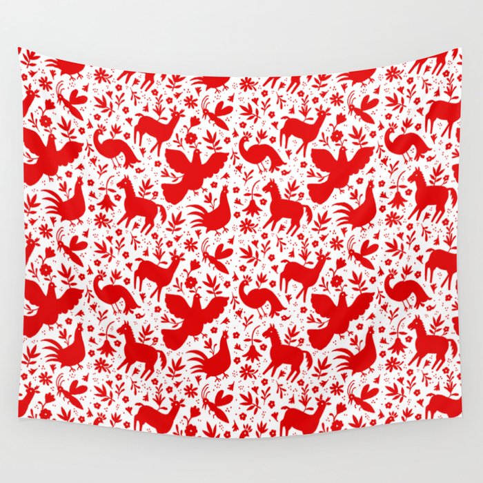 Otomi in red Wall Tapestry