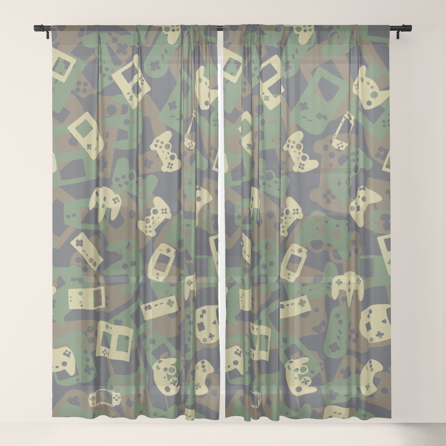 Gamer Camo Woodland Sheer Curtain By Grandeduc Society6