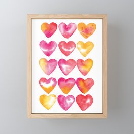 Hearts in Watercolor - Pink and Yellow Palette Framed Mini Art Print