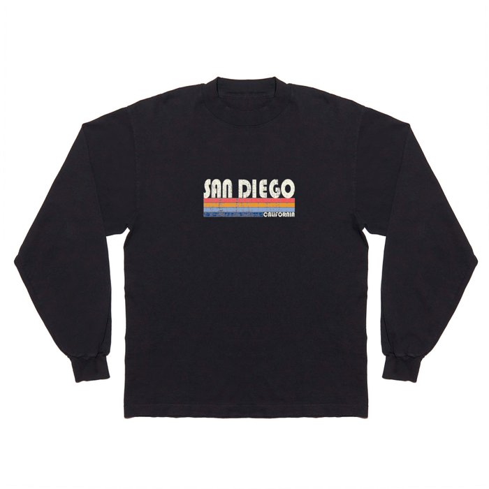 Retro Vintage 70s 80s Style San Diego, CA Long Sleeve T Shirt