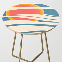 SunSeeker - Blue Orange Colourful Minimalistic Retro Art Pattern Design Side Table