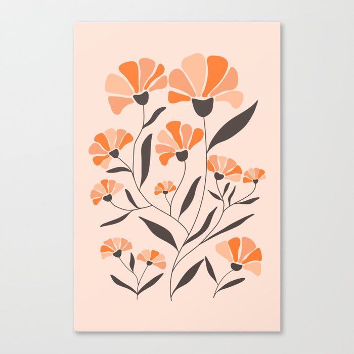 Peach Fuzz Flowers and Leaves 2 Canvas Print