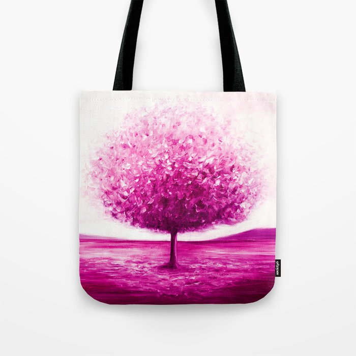 Pink tree landscape Tote Bag