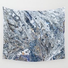 Vivid Cool Marbled Golden Fluid Pour Wall Tapestry