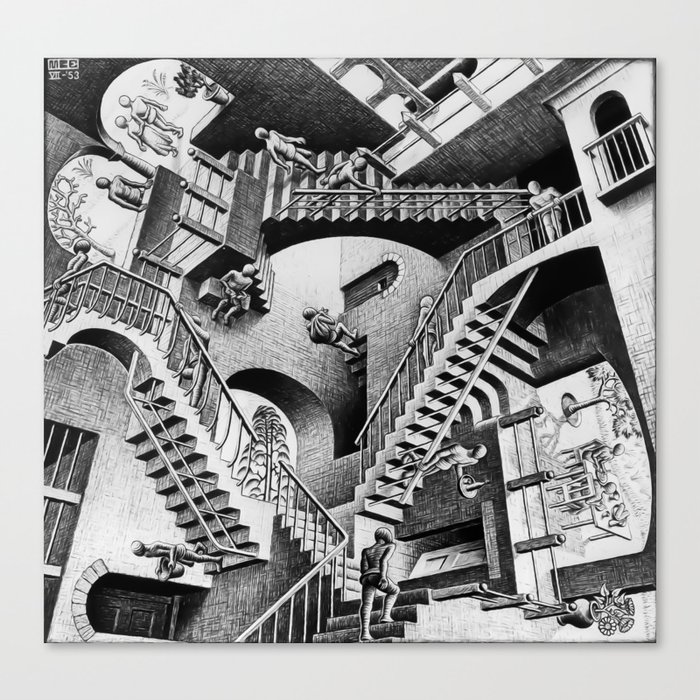 MC Escher Relativity I 1953 Artwork for Posters Prints Tshirts Men Women Kids Canvas Print by Shop | Society6