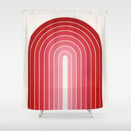 Gradient Arch VI Pink and Red Mid Century Modern Rainbow Shower Curtain