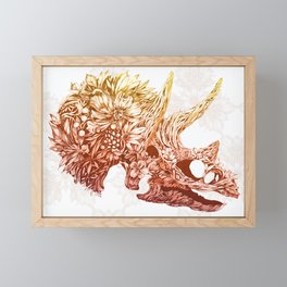 dinosaur flowers skull Framed Mini Art Print