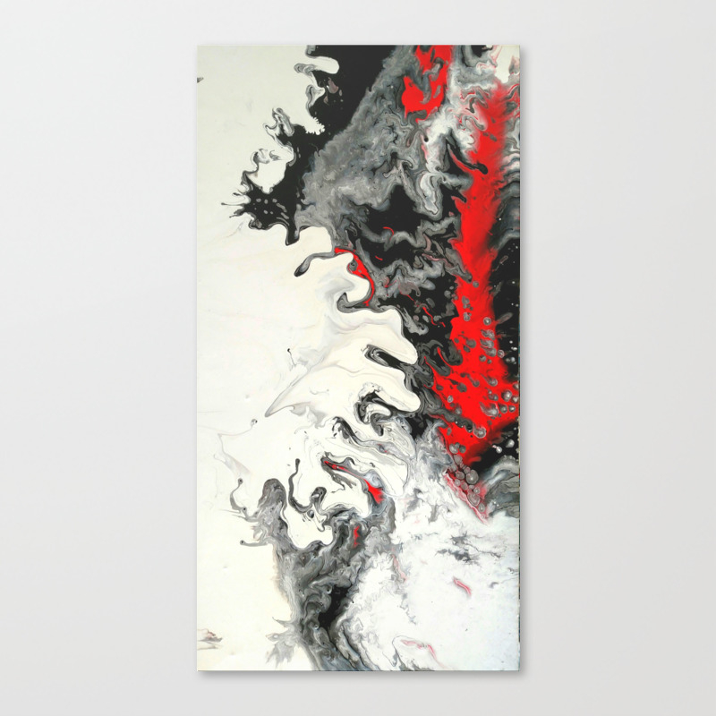 Black Red White Fluid Marble Painting Abstract Art Canvas Print By