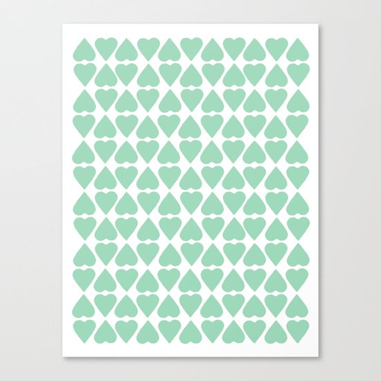 Diamond Hearts Repeat Mint Canvas Print
