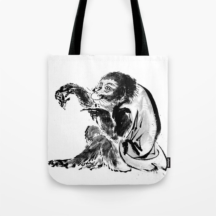 Hokusai, Monkey and bee Tote Bag